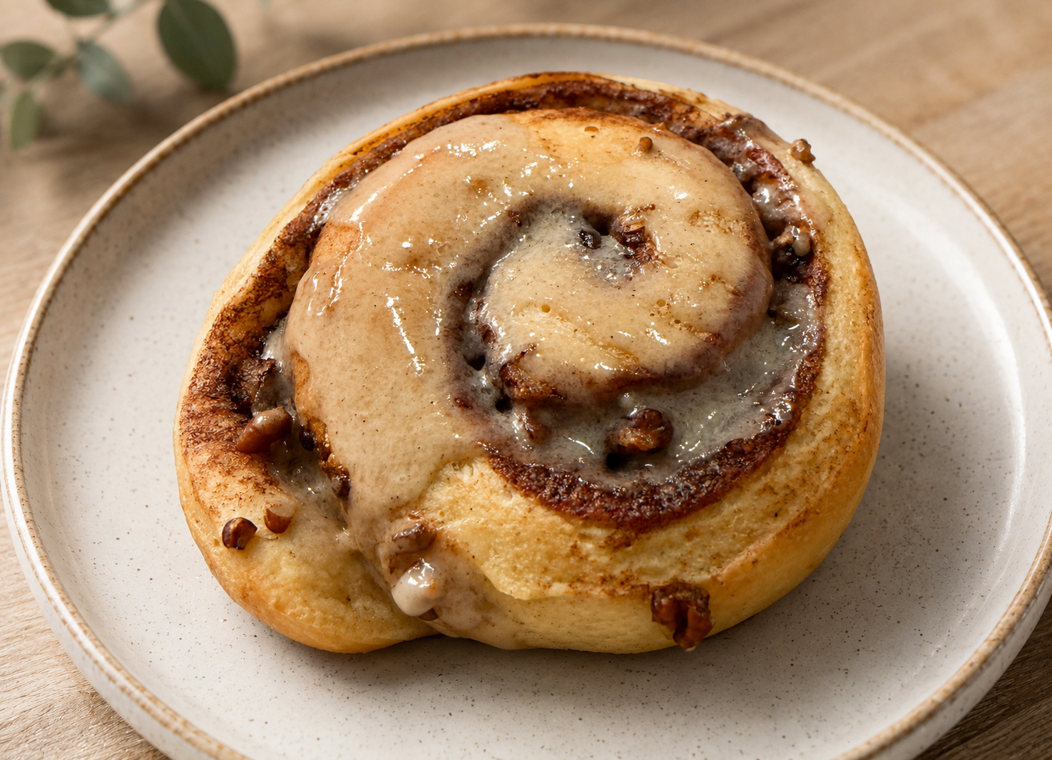 Sourdough cinnamon roll with brown butter glaze